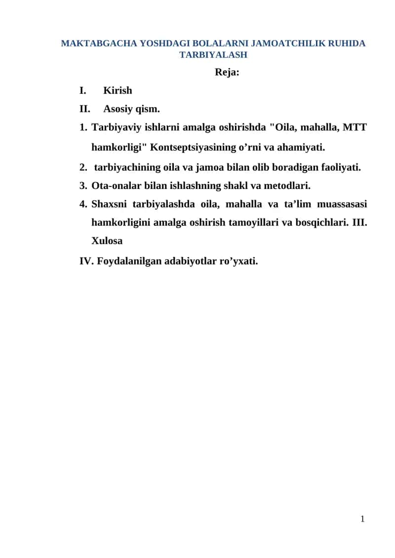 MAKTABGACHA YOSHDAGI BOLALARNI JAMOATCHILIK RUHIDA TARBIYALASH 1