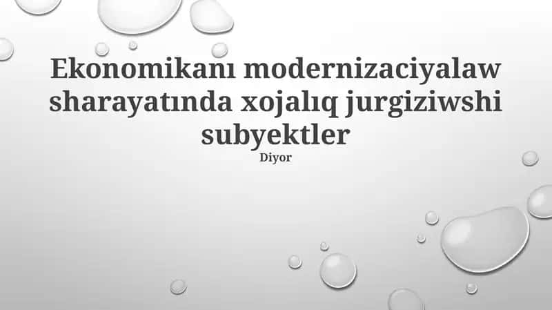 Ekonomikanı modernizaciyalaw sharayatında xojalıq jurgiziwshi subyektler 1