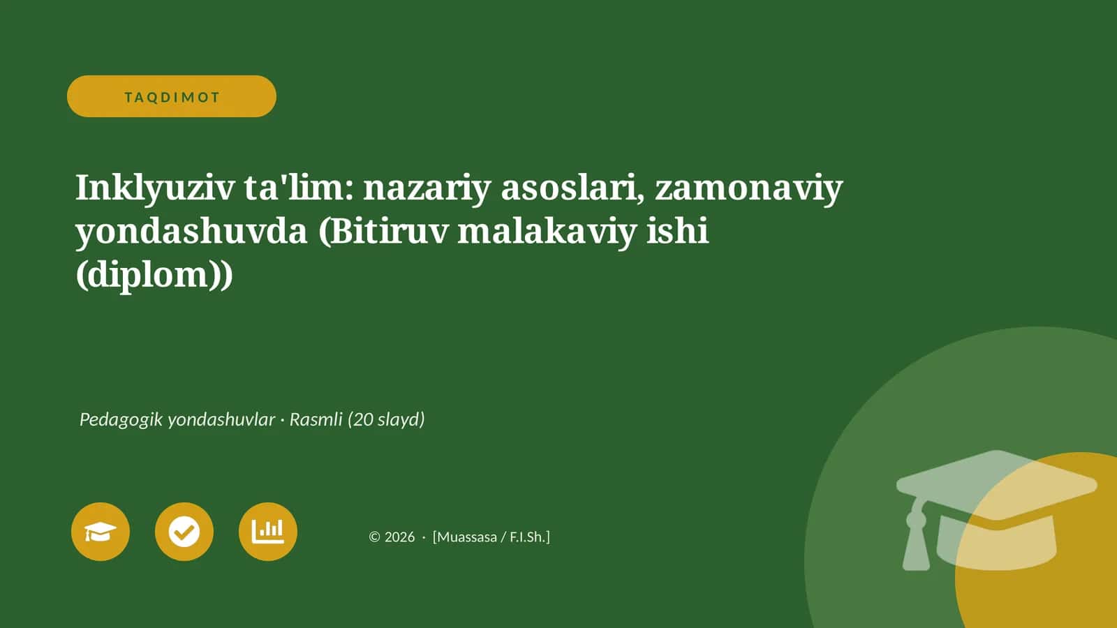 Inklyuziv ta'lim: nazariy asoslari, zamonaviy yondashuvda (Bitiruv malakaviy ishi (diplom)) 1
