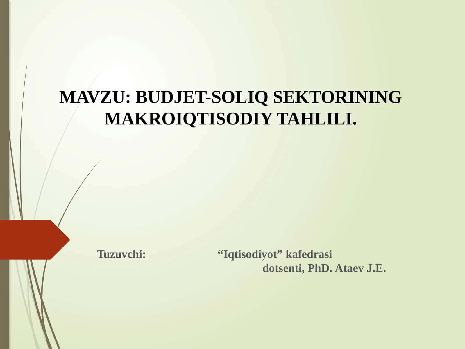 BUDJET-SOLIQ SEKTORINING MAKROIQTISODIY TAHLILI 1