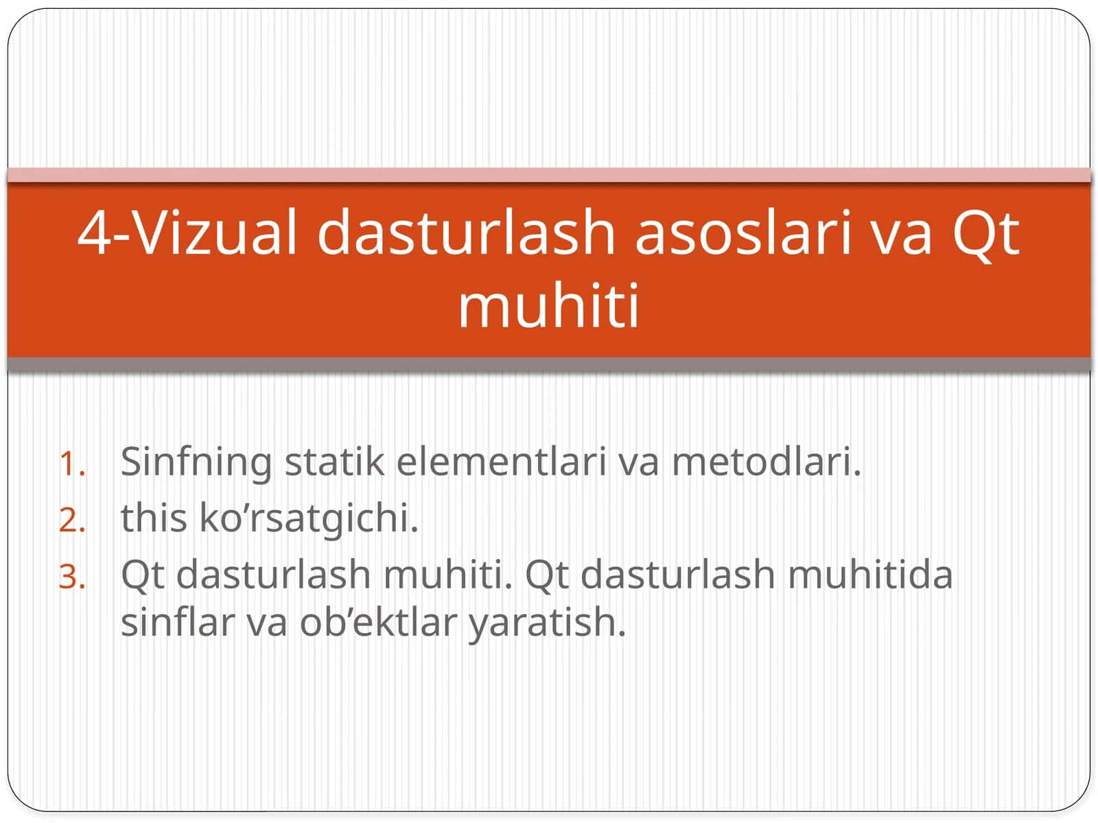 Sinfning statik elementlari va metodlari 1