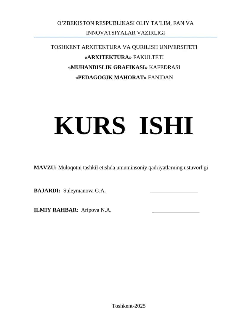Muloqotni tashkil etishda umuminsoniy qadriyatlarning ustuvorligi 1