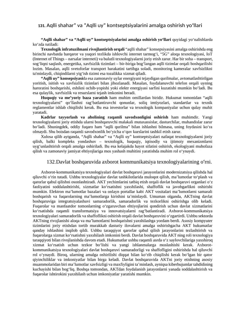 Aqlli shahar” va “Aqlli uy” kontseptsiyalarini amalga oshirish yoʻllari 1