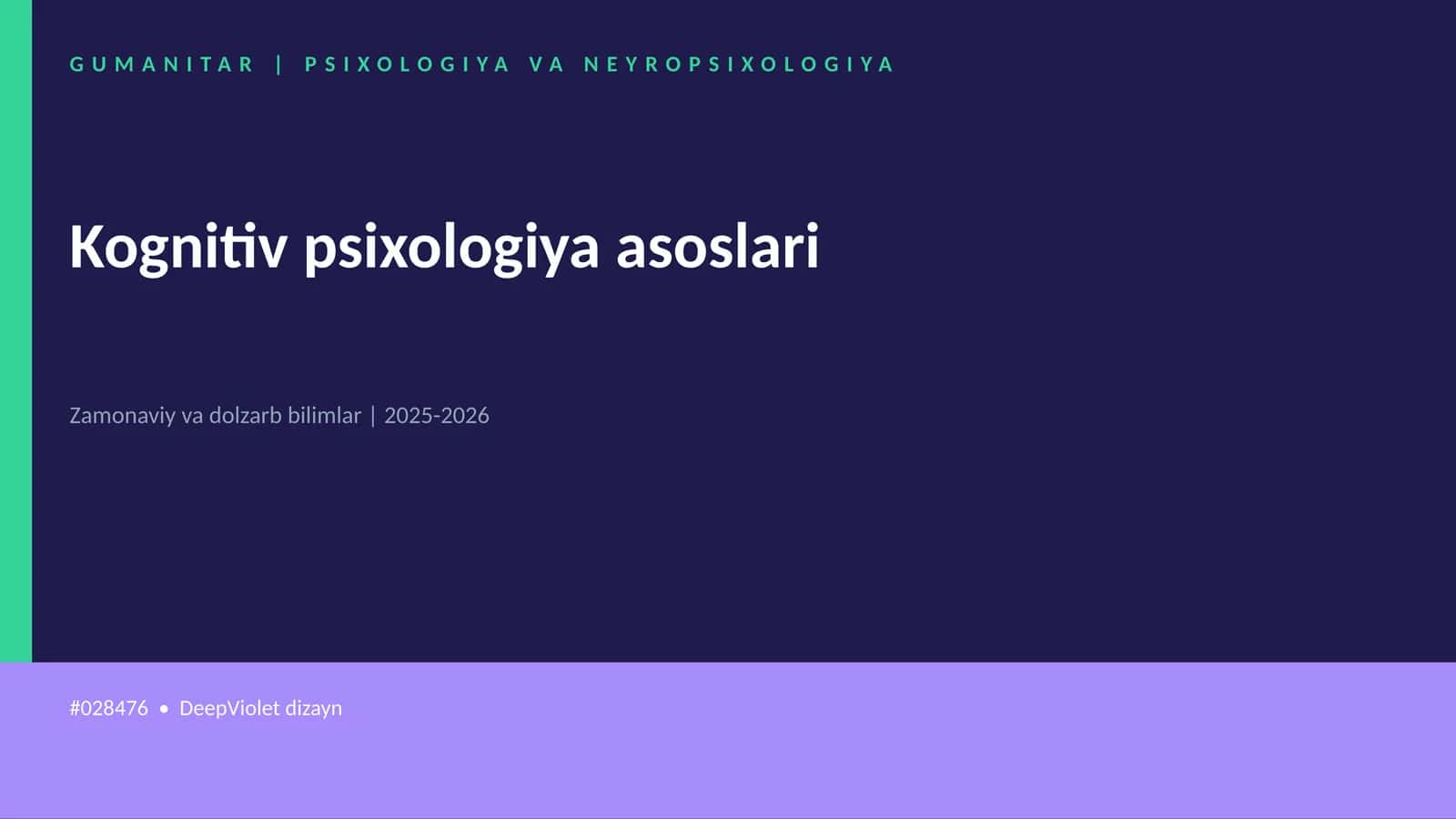 Kognitiv psixologiya asoslari 1
