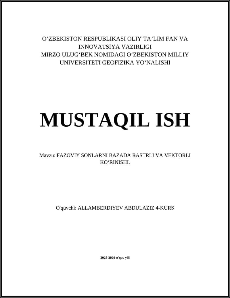 FAZOVIY SONLARNI BAZADA RASTRLI VA VEKTORLI KOʻRINISHI 1