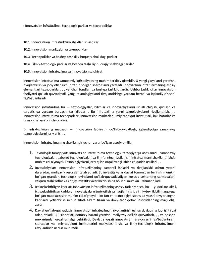 Innovatsion infratuzilma, texnologik parklar va texnopolislar 1
