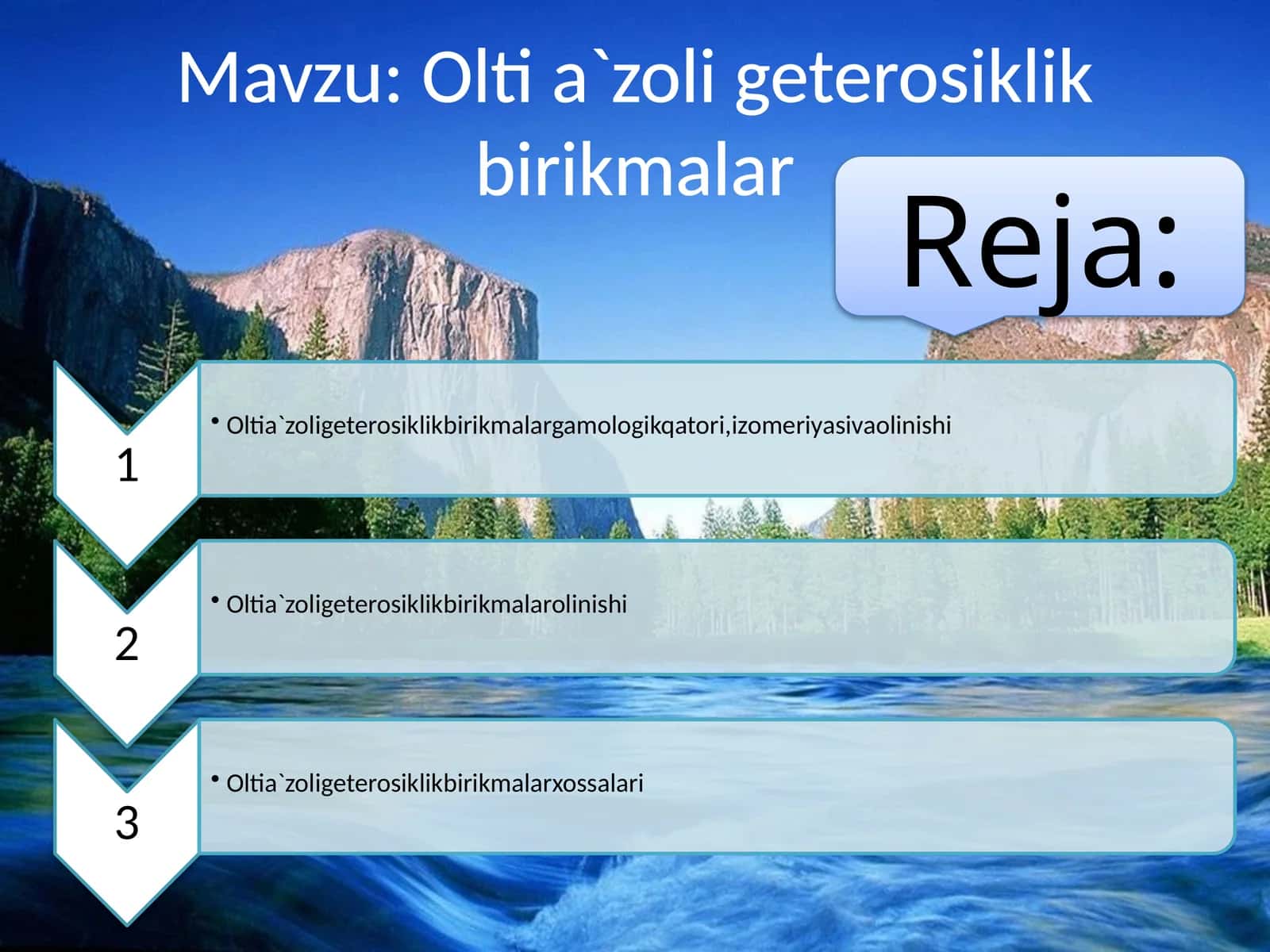 Olti a`zoli geterosiklik birikmalar 1