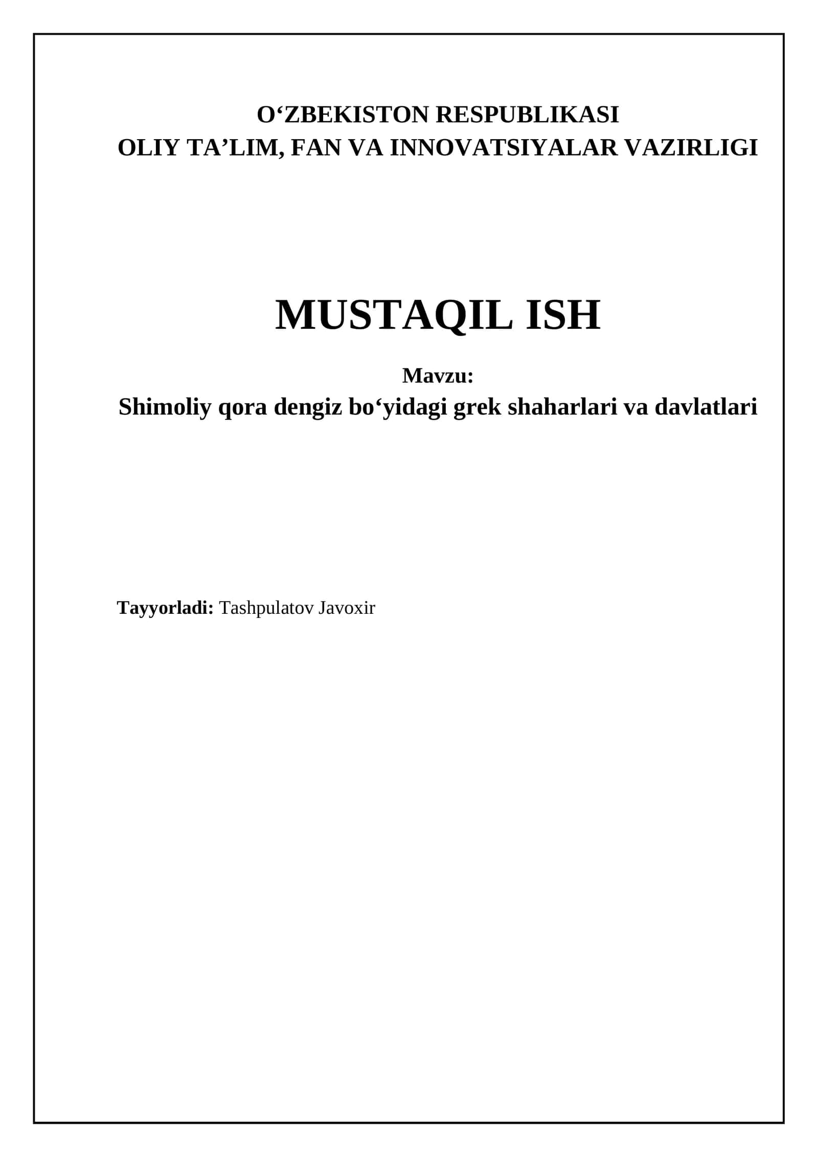 Shimoliy qora dengiz boʻyidagi grek shaharlari va davlatlari 1
