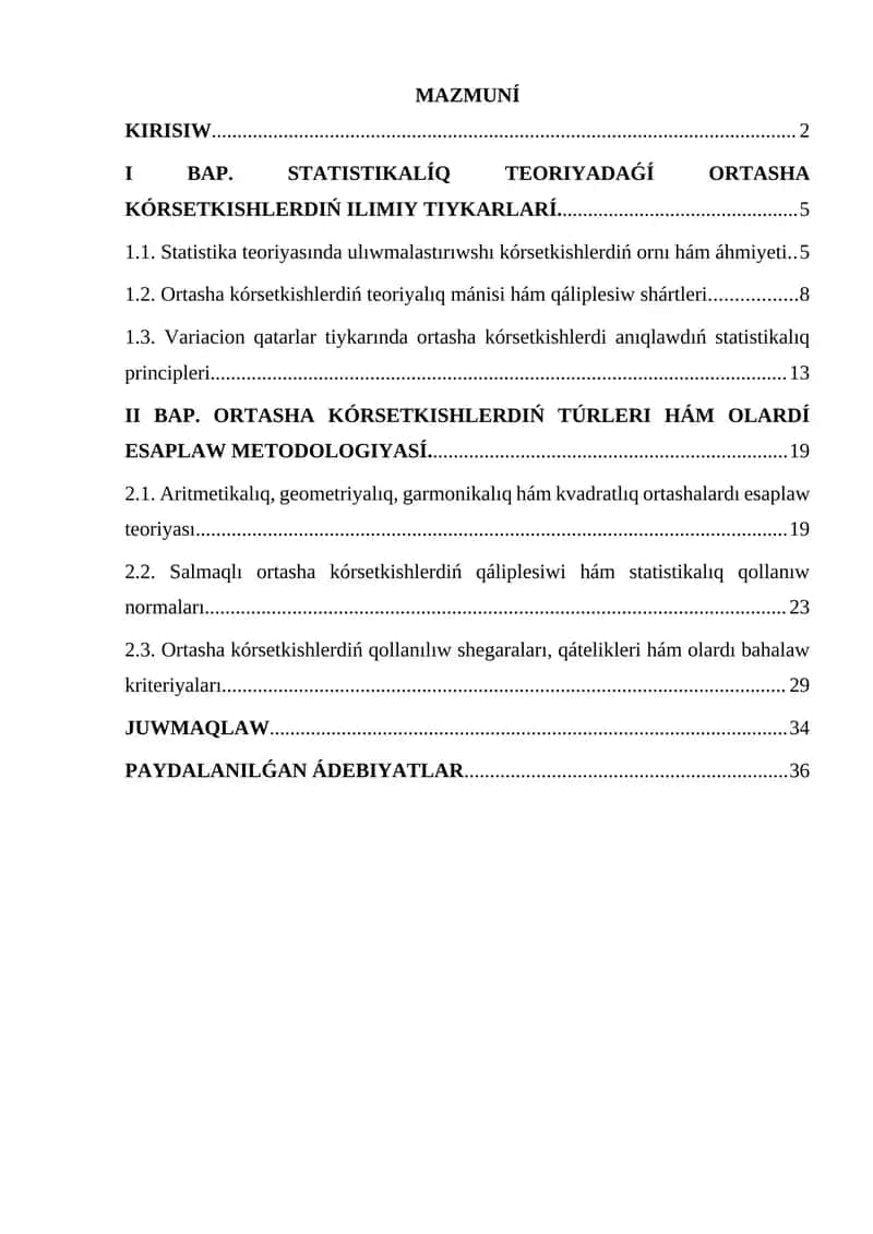 Ortasha kórsetkishlerdiń teoriyalıq mánisi hám qáliplesiw shártleri 1