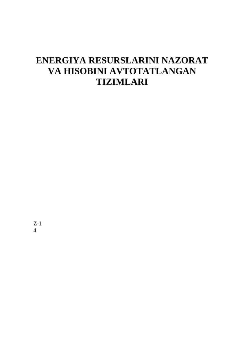 ENERGIYA RESURSLARINI NAZORAT VA HISOBINI AVTOTATLANGAN TIZIMLARI 1