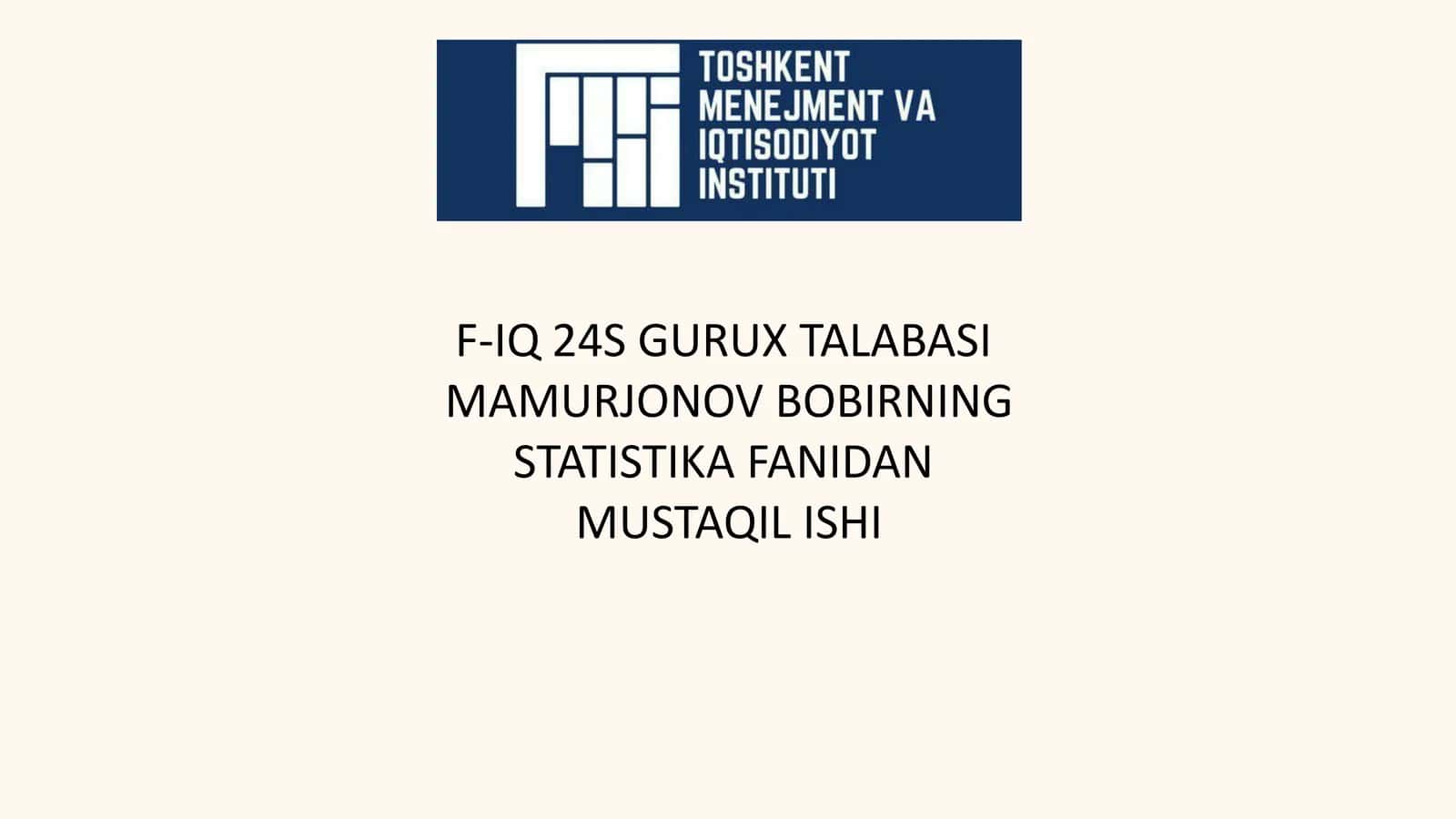 Dinamikani statistik o'rganish usullari 1