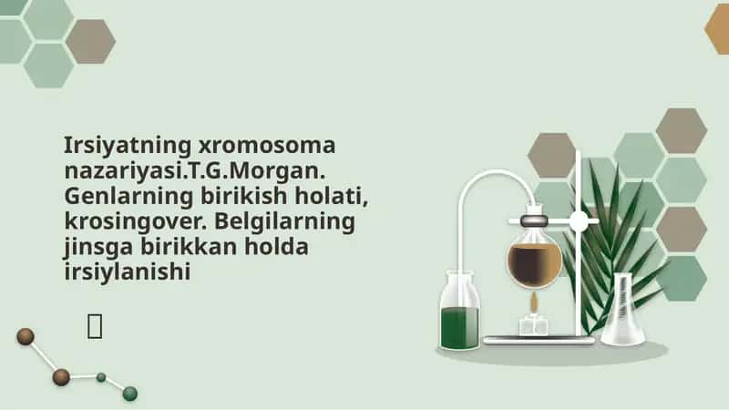 Irsiyatning xromosoma nazariyasi.T.G.Morgan. Genlarning birikish holati, krosingover. Belgilarning jinsga birikkan holda irsiylanishi 1