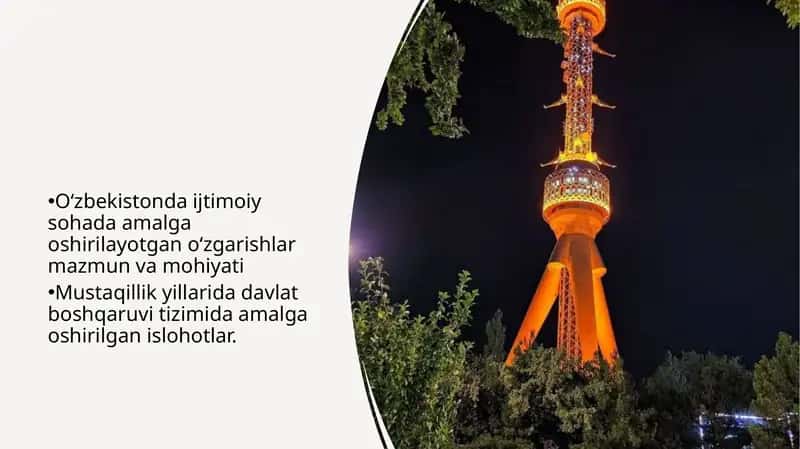 O‘zbekistondagi ijtimoiy sohada amalga oshirilayotgan o‘zgarishlar 1