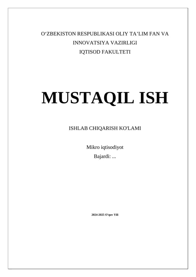 Ishlab chiqarish ko'lami 1