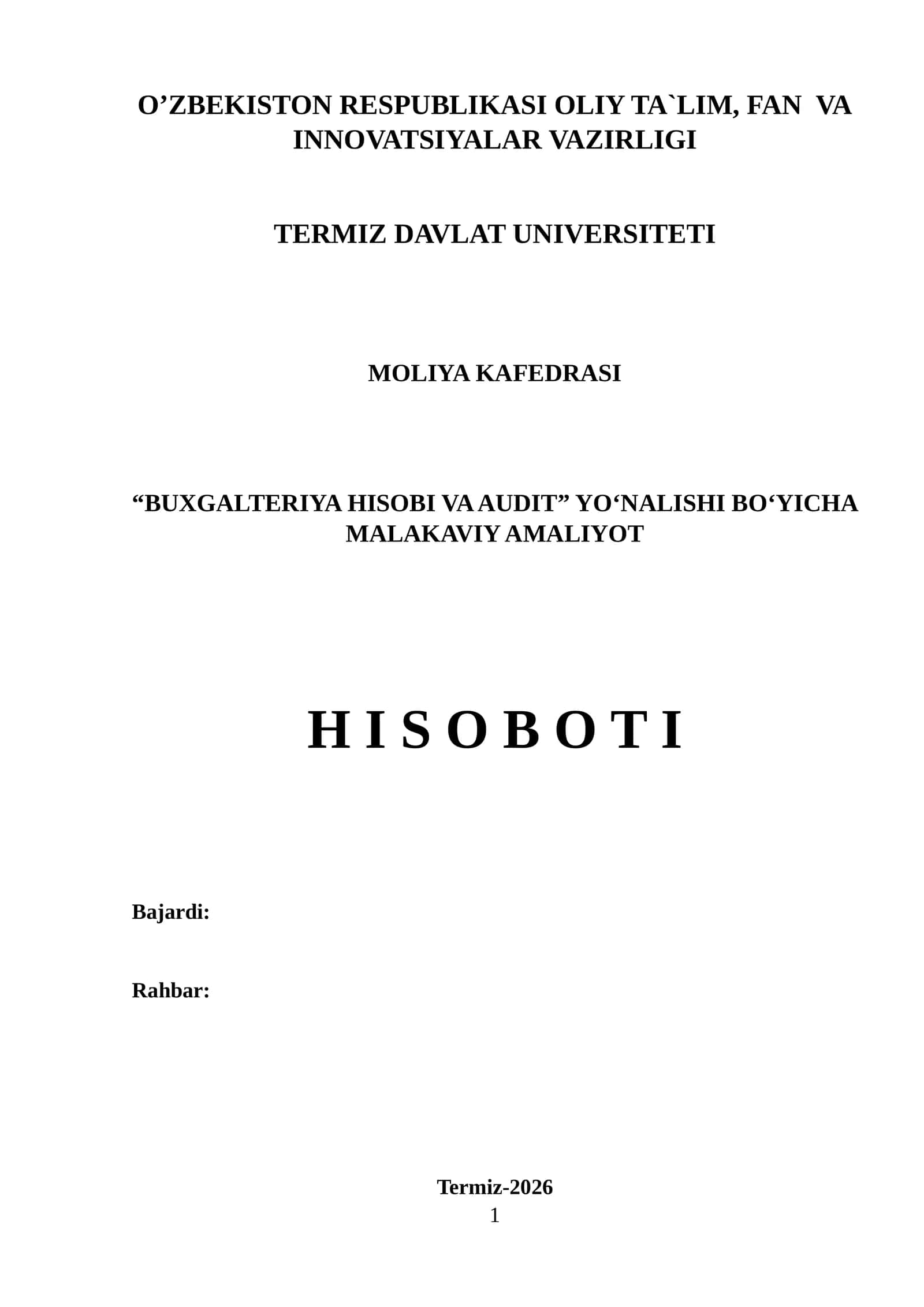 AMALIYOT HISOBOTI “Ramzan Gold” Xususiy korxonasi, faoliyat yo‘nalishi (birja savdolari), 1