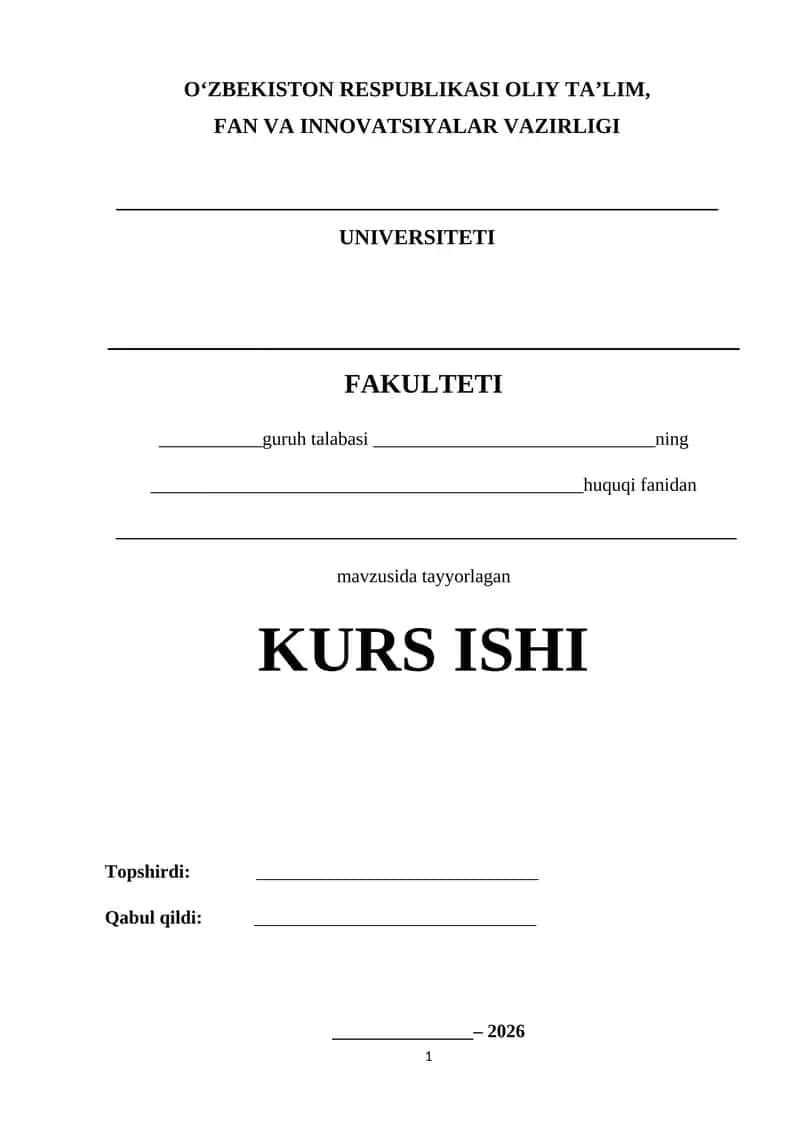 Fuqarolik huquqi obyektlari Kurs ishi 1