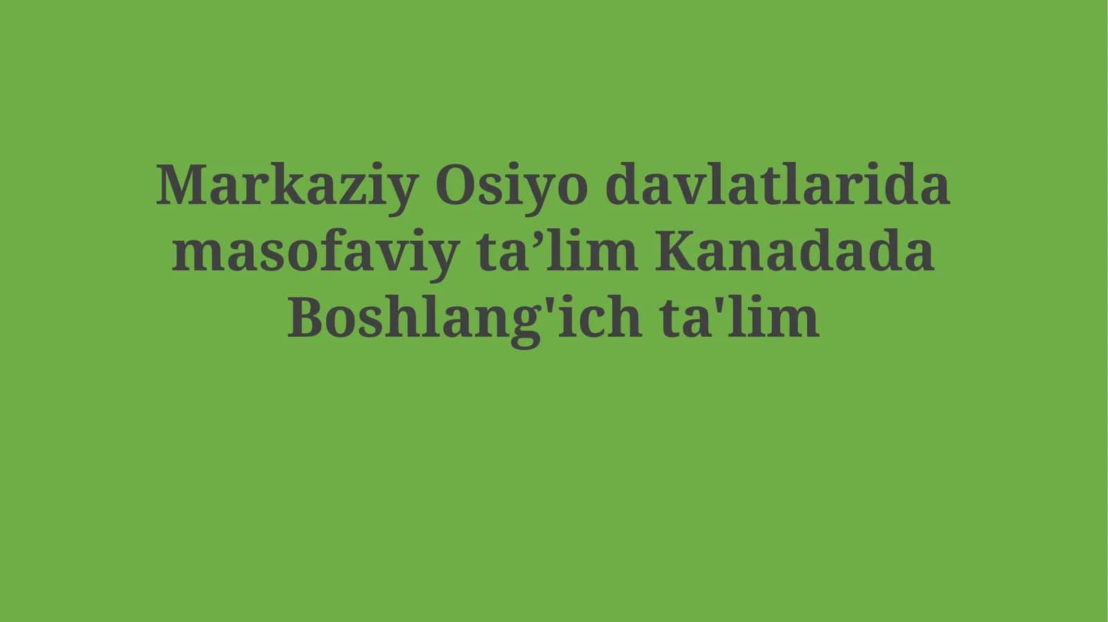 Masofaviy Taʼlim Kanadada 1