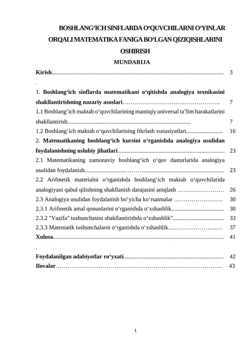 Boshlangʻich sinflarda oʻquvchilarni oʻyinlar orqali matematika faniga boʻlgan qiziqishlarini oshirish 1