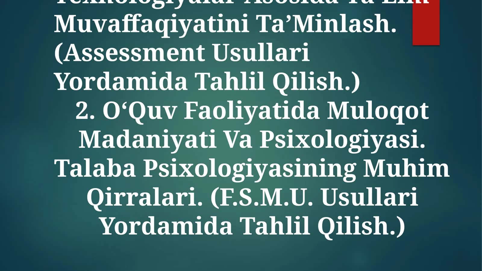 Ta’Lim Jarayonini Psixodiagnostika Qilish Usullari 1