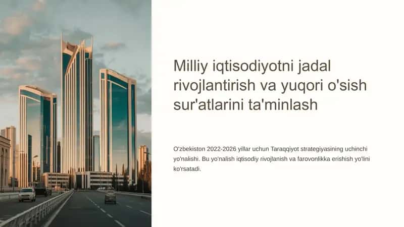 Milliy iqtisodiyotni jadal rivojlantirish va yuqori o'sish sur'atlarini ta'minlash 1