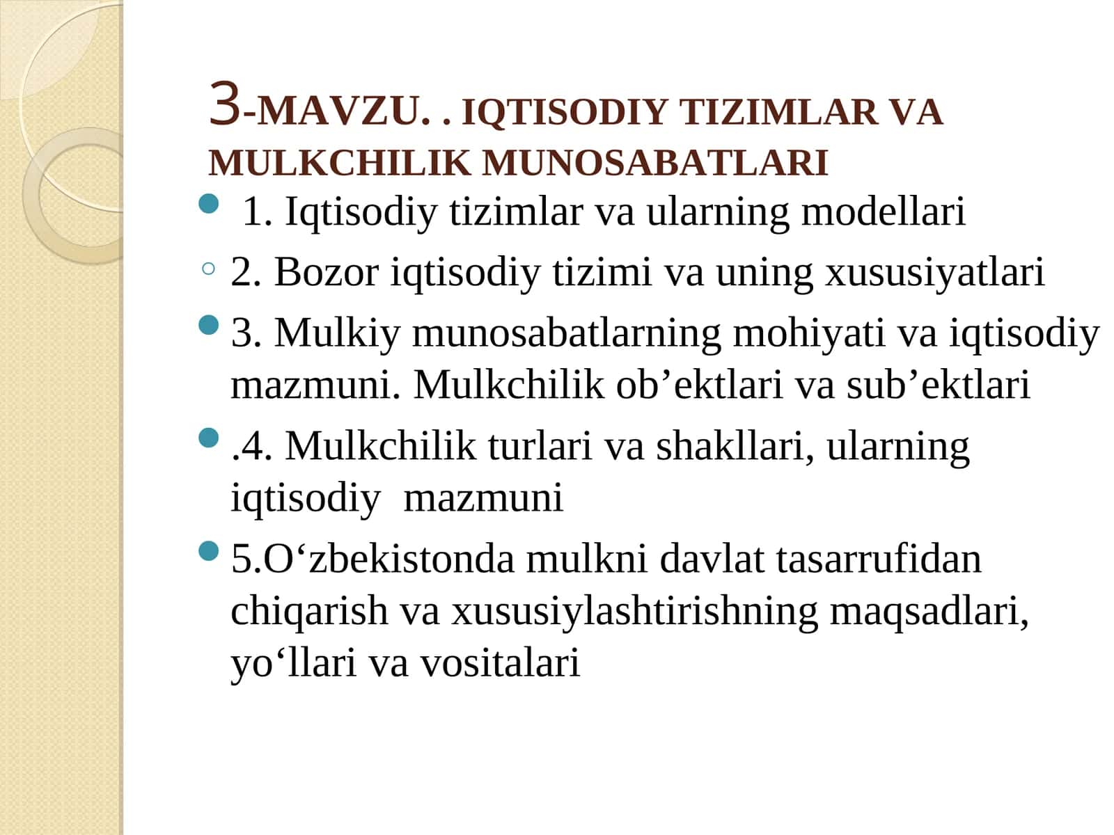 IQTISODIY TIZIMLAR VA MULKCHILIK MUNOSABATLARI 1