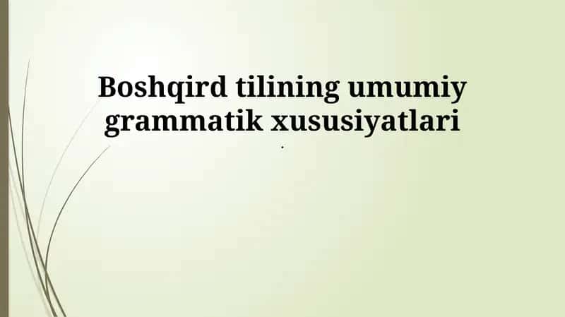 Bashkir tilining grammatikasi 1