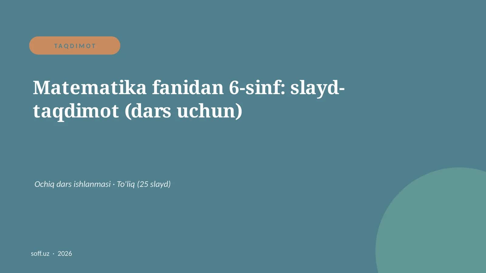 Matematika fanidan 6-sinf: slayd-taqdimot (dars uchun) 1