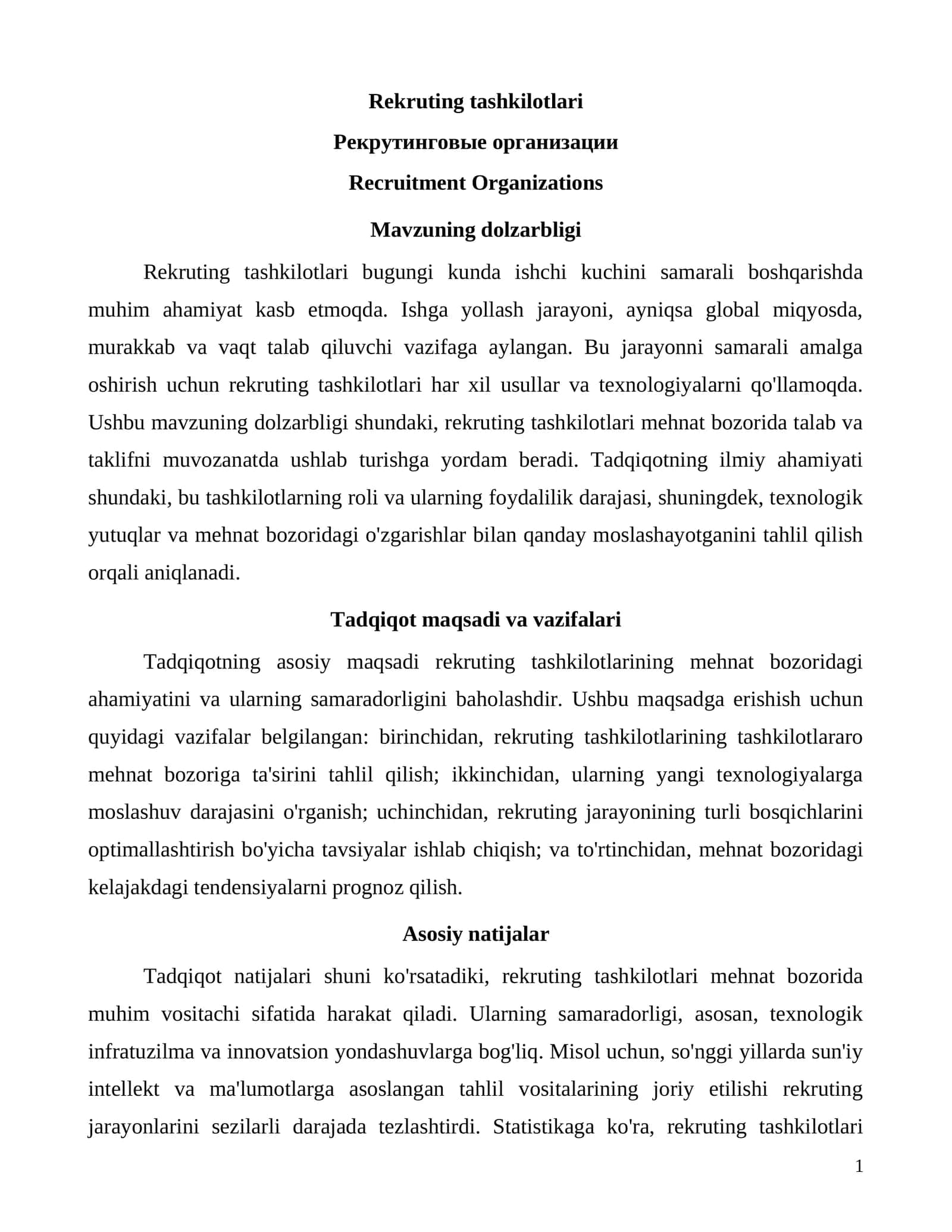 Rekruting tashkilotlari 1