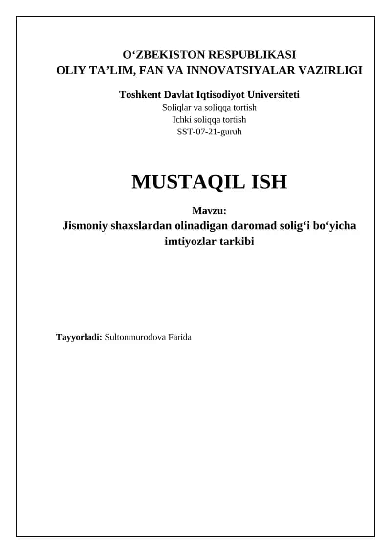 Jismoniy shaxslardan olinadigan daromad solig'i 1