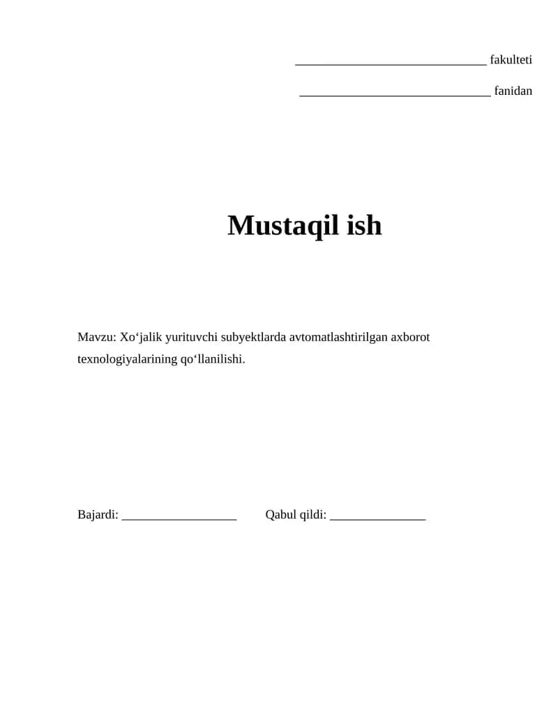Xo‘jalik yurituvchi subyektlarda avtomatlashtirilgan axborot texnologiyalarining qo‘llanilishi 1