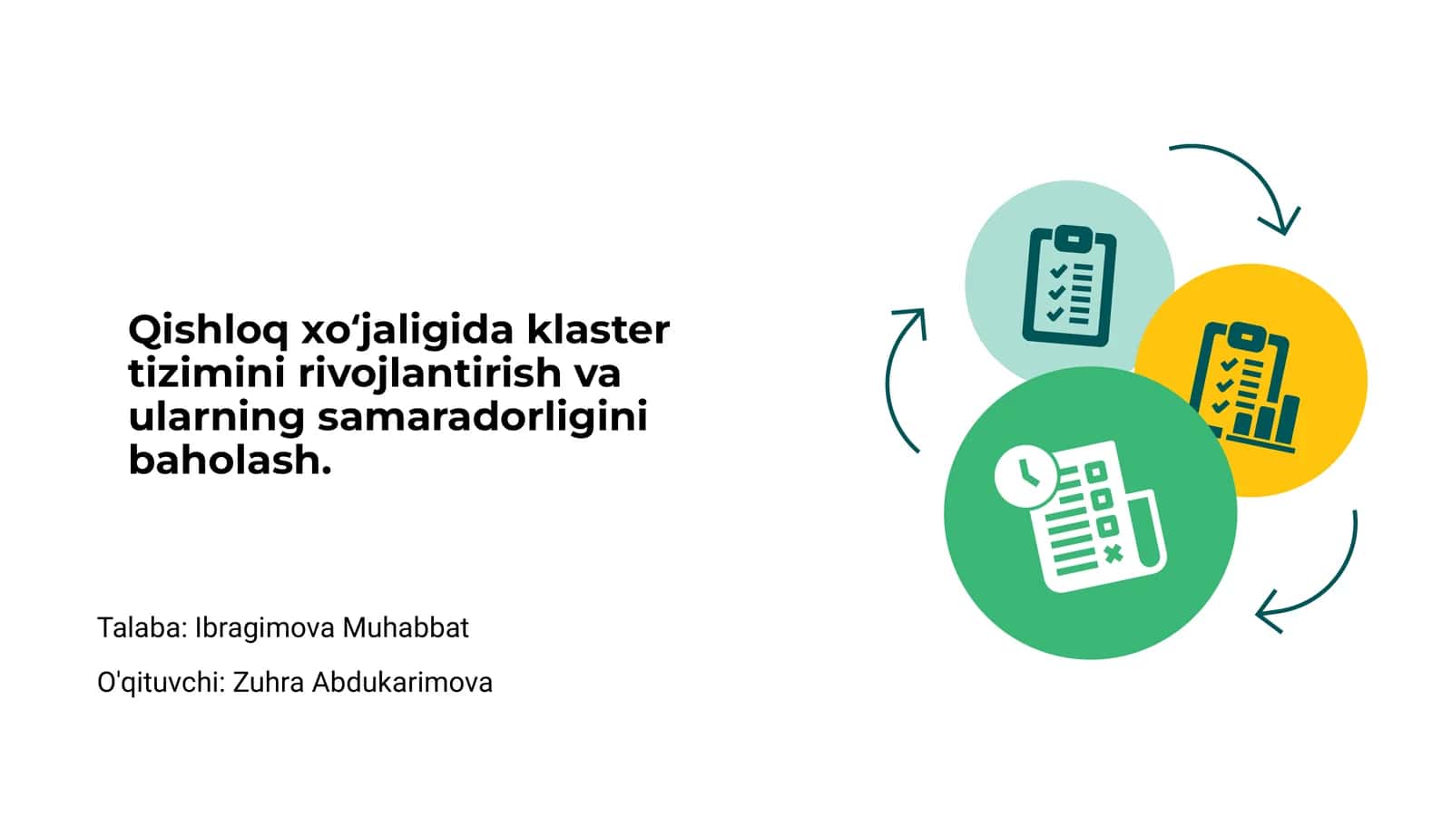 Qishloq xo‘jaligida klaster tizimini rivojlantirish va ularning samaradorligini baholash 1