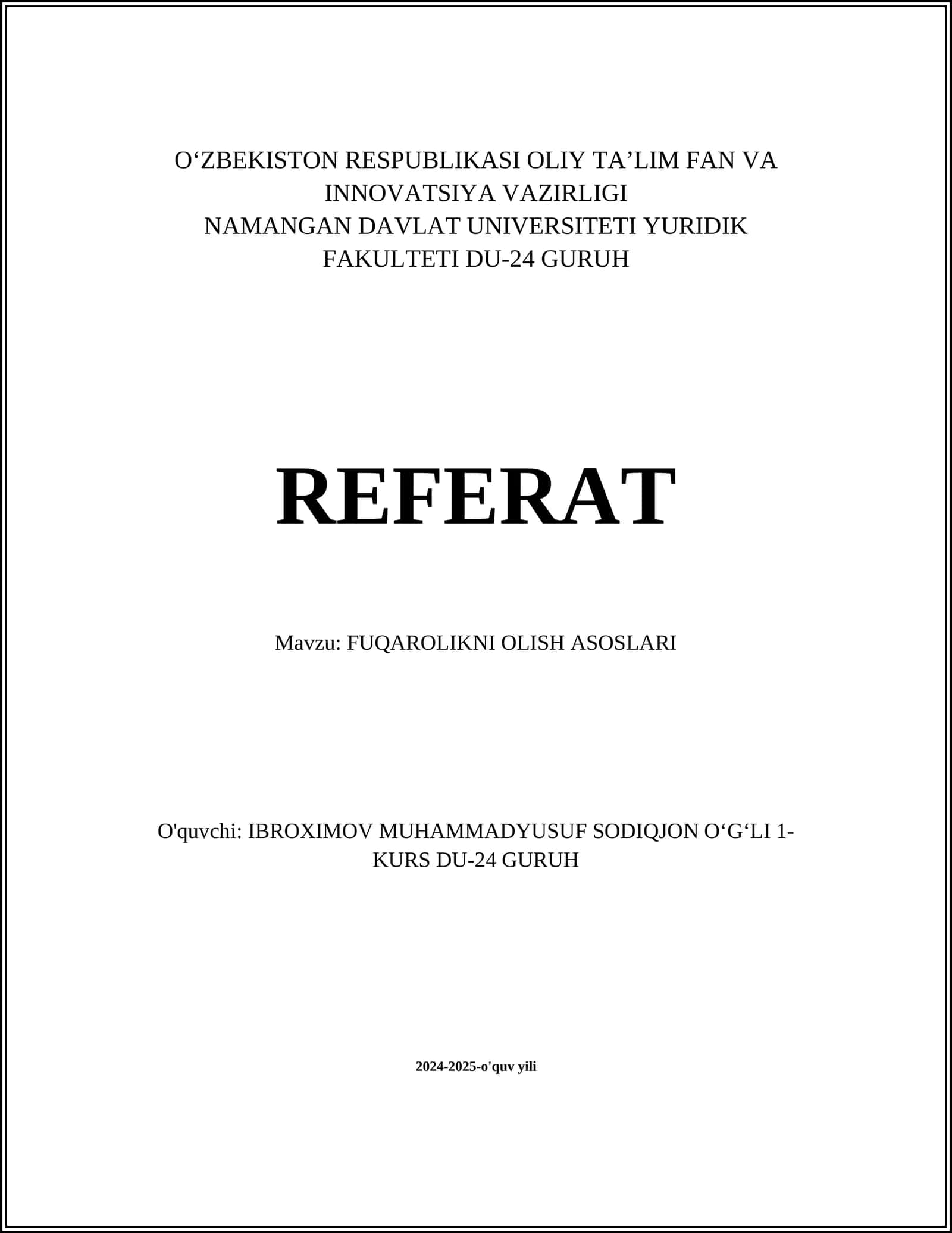 FUQAROLIKNI OLISH ASOSLARI 1