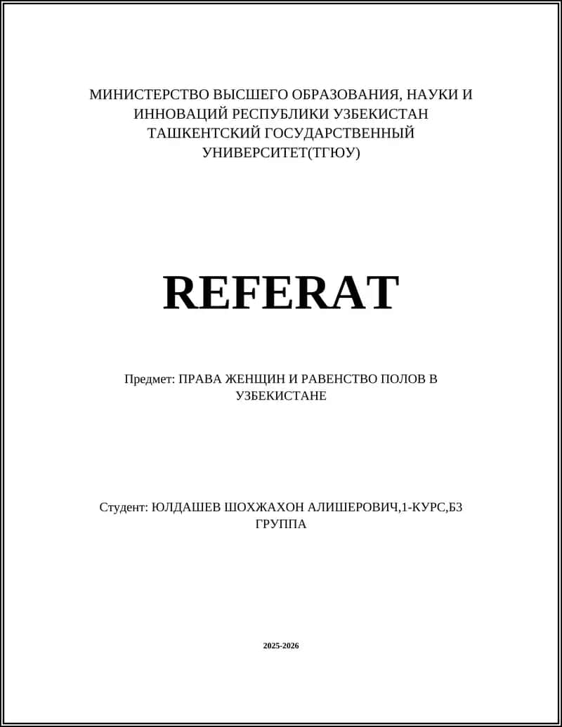 ПРАВА ЖЕНЩИН И РАВЕНСТВО ПОЛОВ В УЗБЕКИСТАНЕ 1