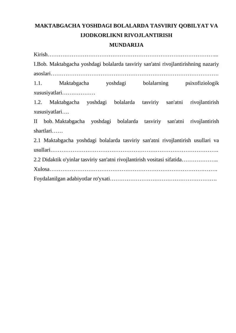 MAKTABGACHA YOSHDAGI BOLALARDA TASVIRIY QOBILYAT VA IJODKORLIKNI RIVOJLANTIRISH 1