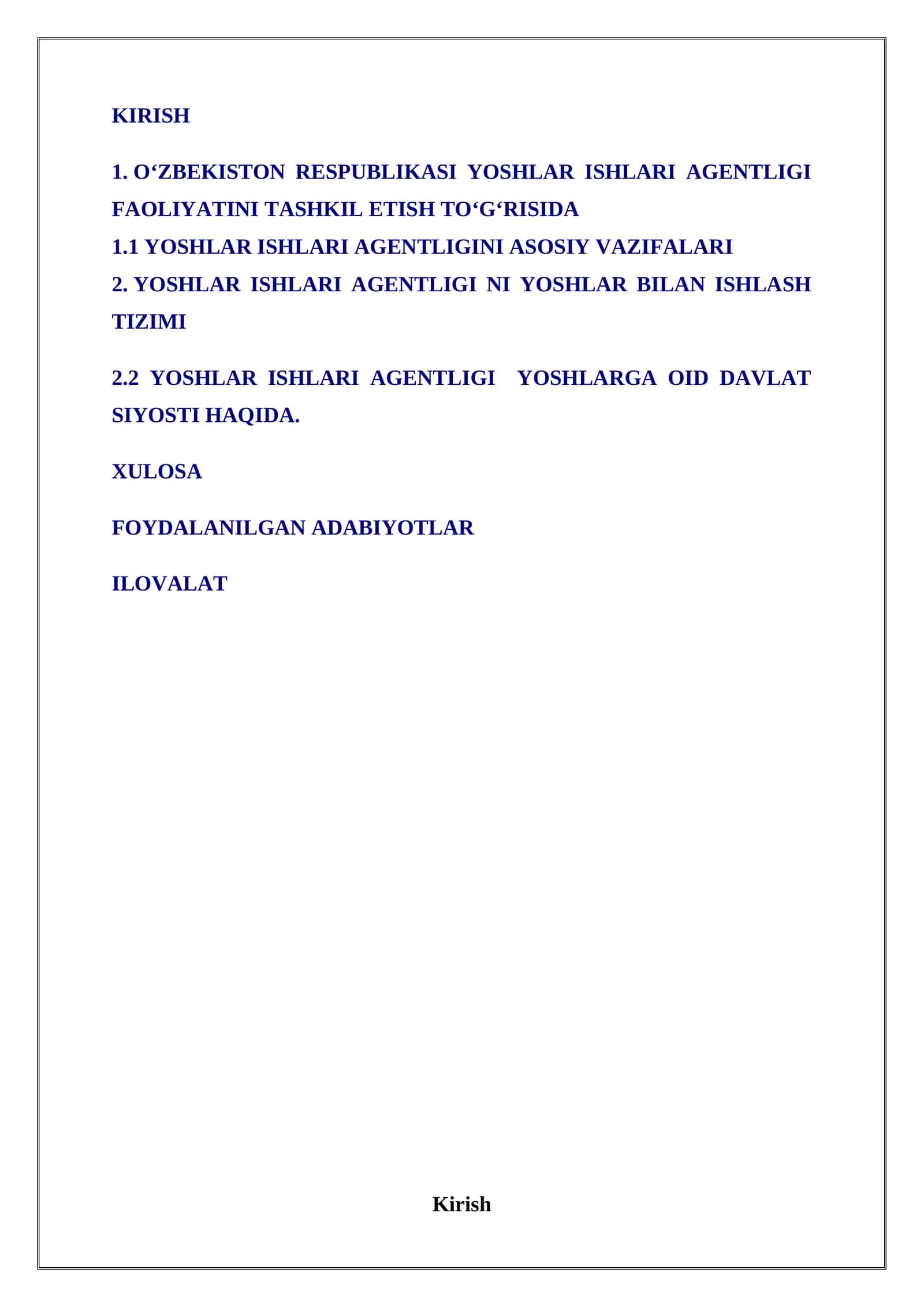 Yoshlar ishlari agentligi faoliyatini tashkil etish to‘g‘risida 1