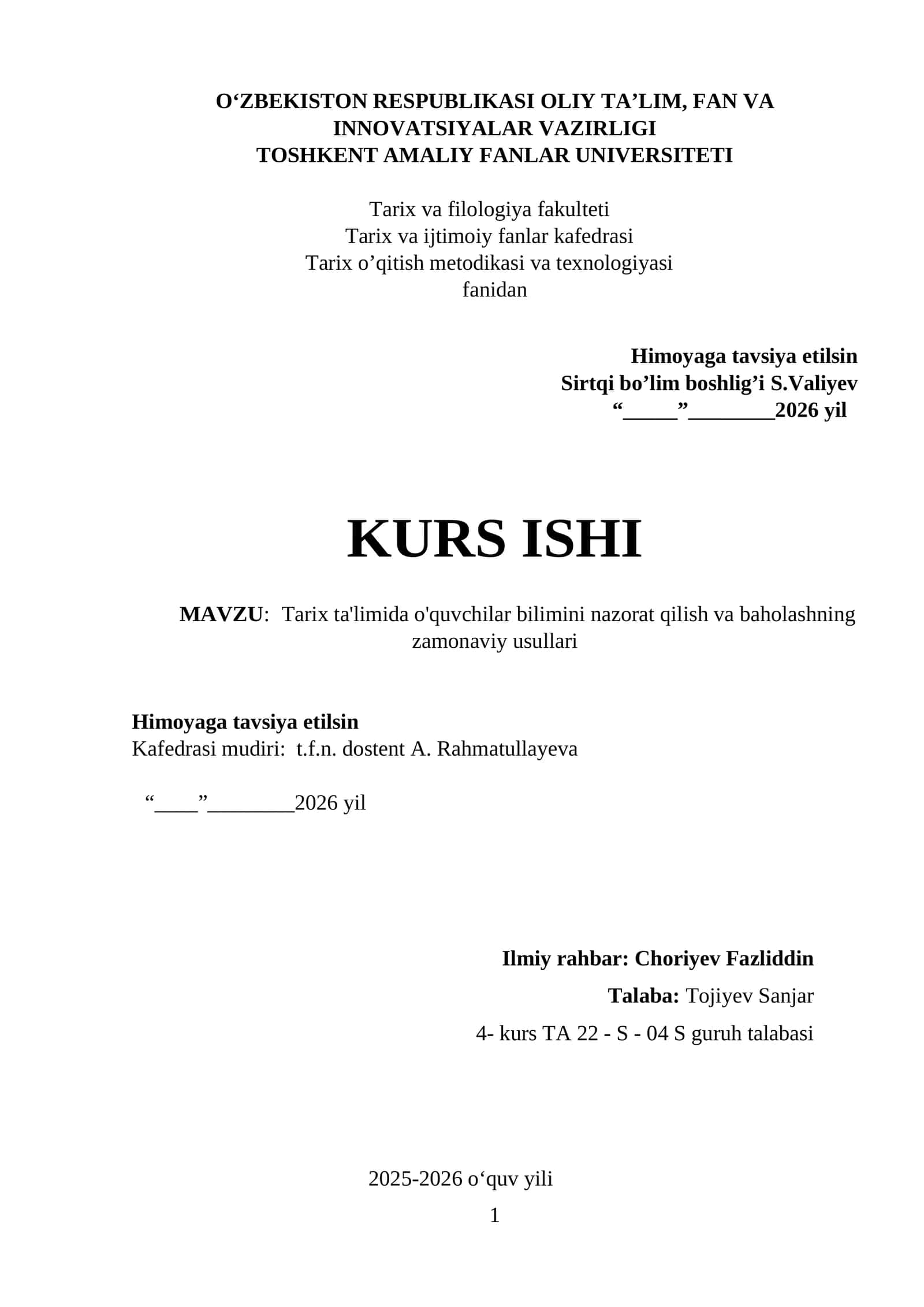 Tarix ta'limida o'quvchilar bilimini nazorat qilish va baholashning zamonaviy usullari 1