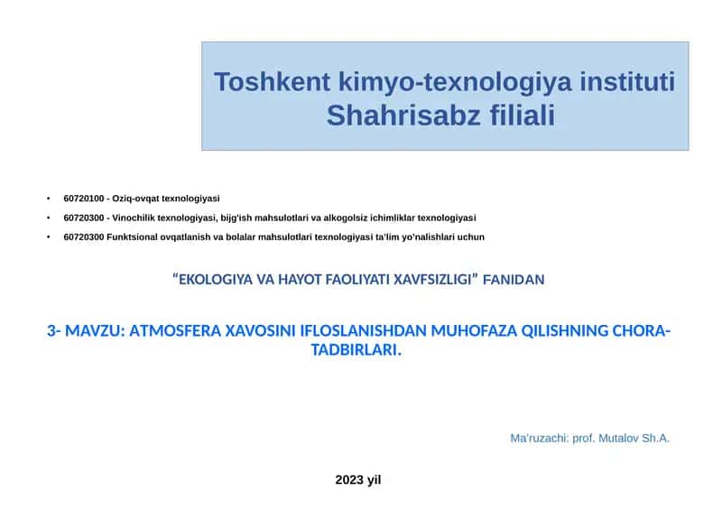 Oziq-ovqat texnologiyasi 1