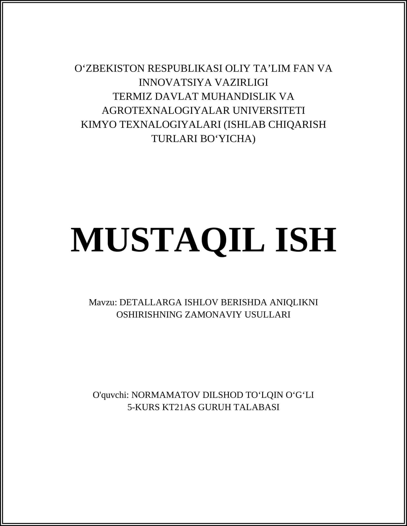 DETALLARGA ISHLOV BERISHDA ANIQLIKNI OSHIRISHNING ZAMONAVIY USULLARI 1