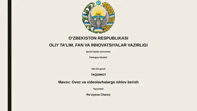 Ovoz va videolavhalarga ishlov berish 1