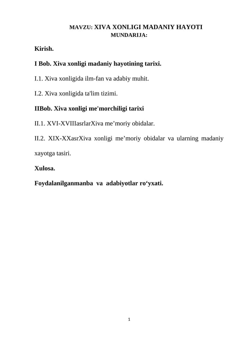 XIVA XONLIGI MADANIY HAYOTI 1