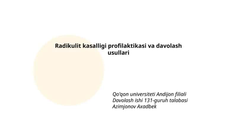 Radikulit kasalligi profilaktikasi va davolash usullari 1