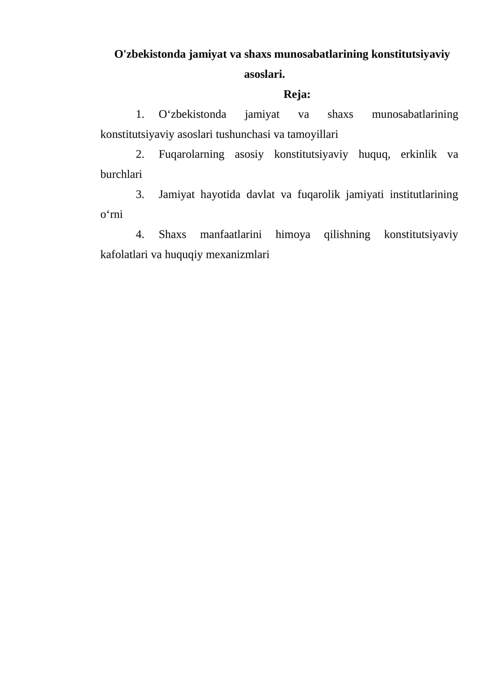 O'zbekistonda jamiyat va shaxs munosabatlarining konstitutsiyaviy asoslari 1