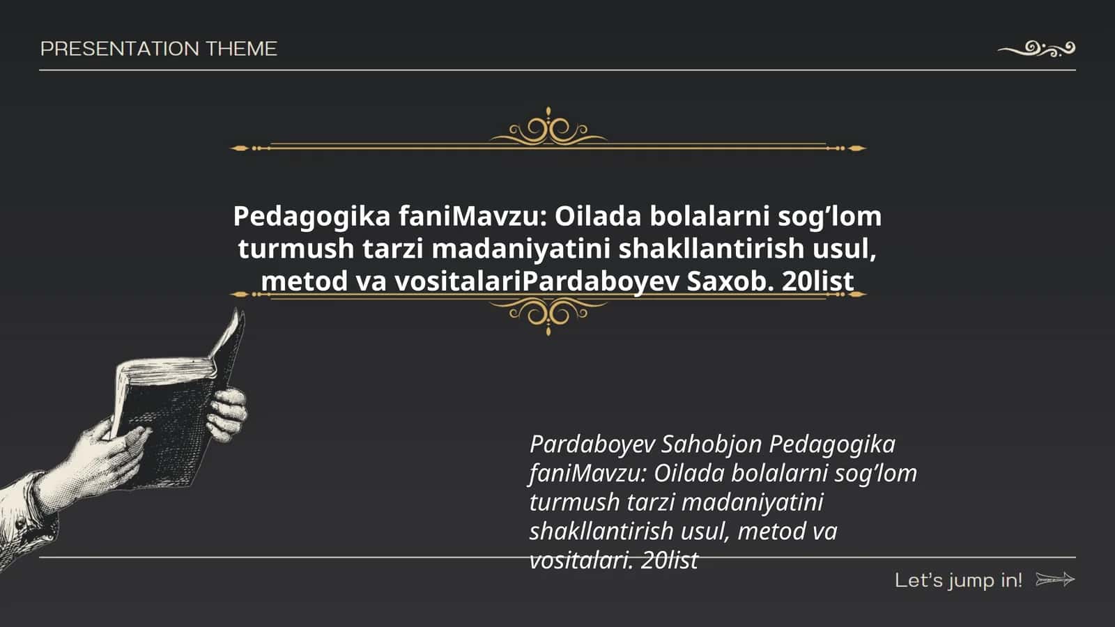 Oilada bolalarni sogʼlom turmush tarzi madaniyatini shakllantirish usul, metod va vositalari 1