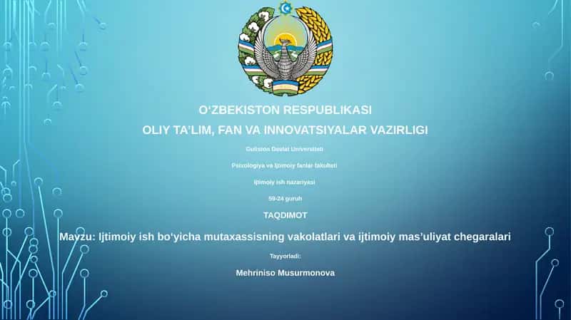Ijtimoiy ish boʻyicha mutaxassisning vakolatlari va ijtimoiy masʼuliyat chegaralari 1