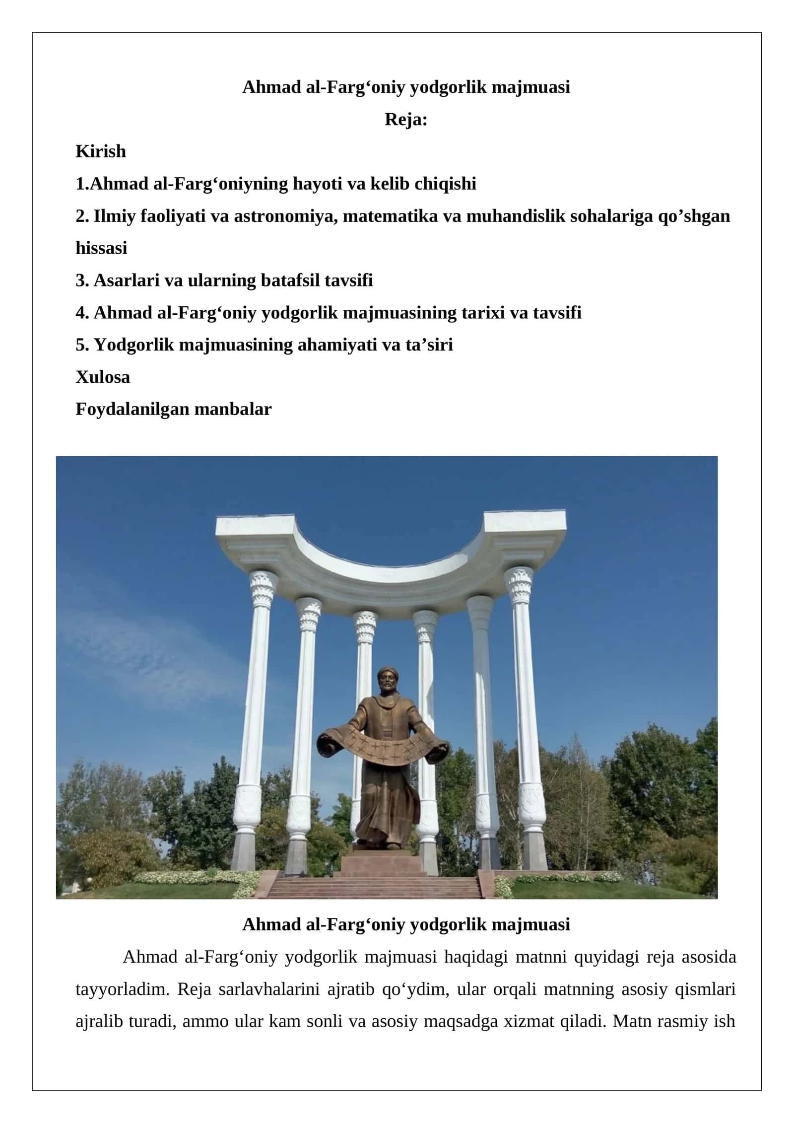 Ahmad al-Farg‘oniy yodgorlik majmuasi 1