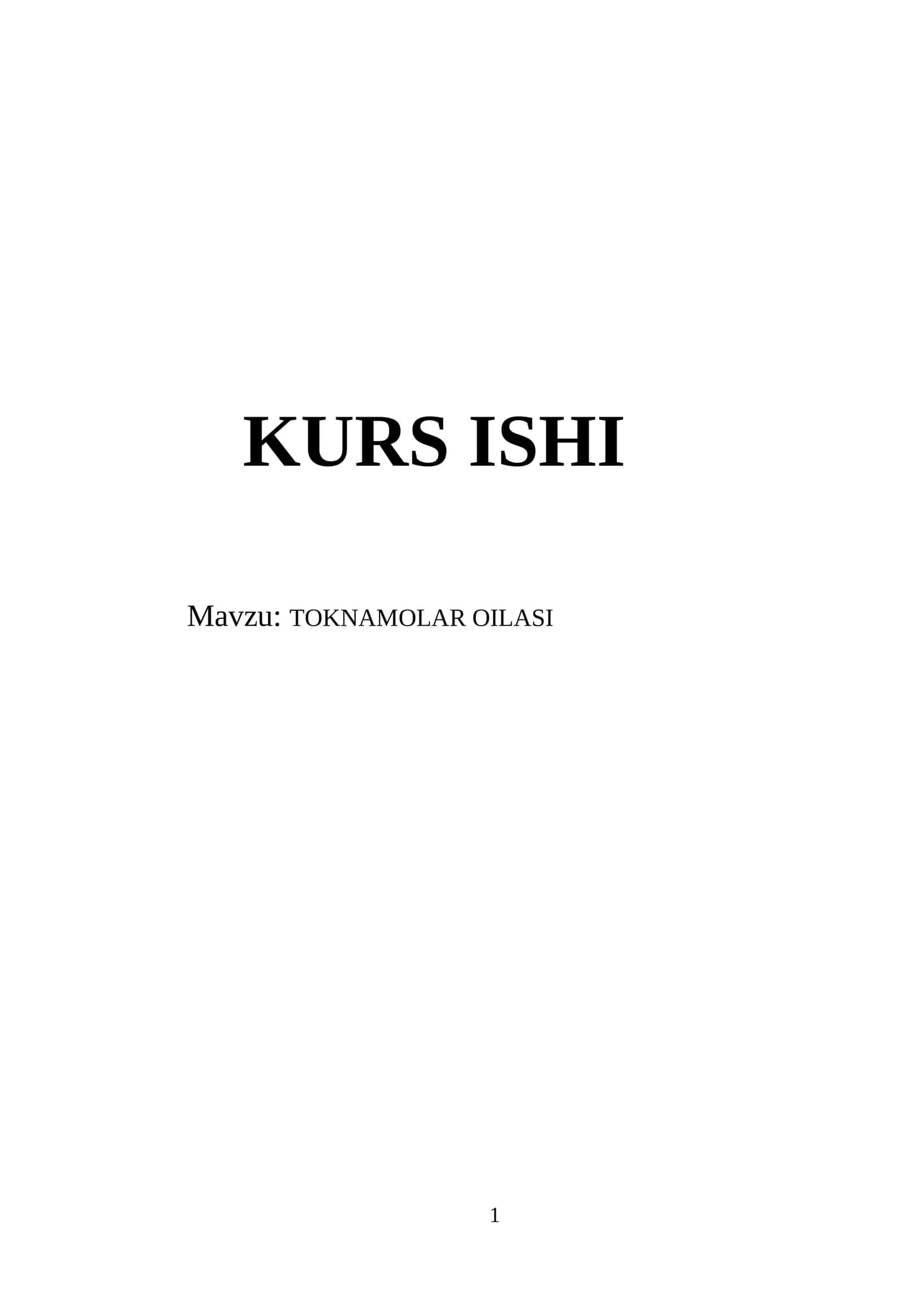 TOKNAMOLAR OILASI 1