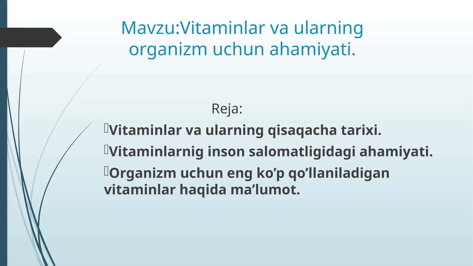 Vitaminlar va ularning organizm uchun ahamiyati 1
