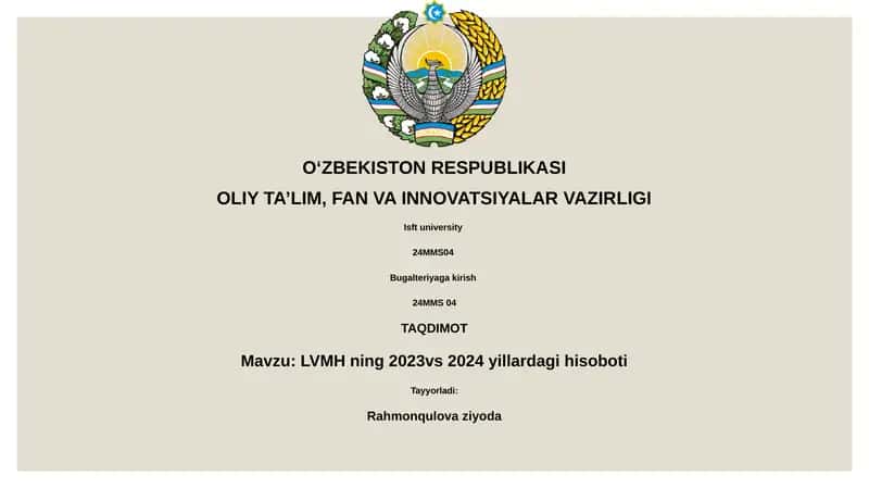 LVMH ning 2023vs 2024 yillardagi hisoboti 1