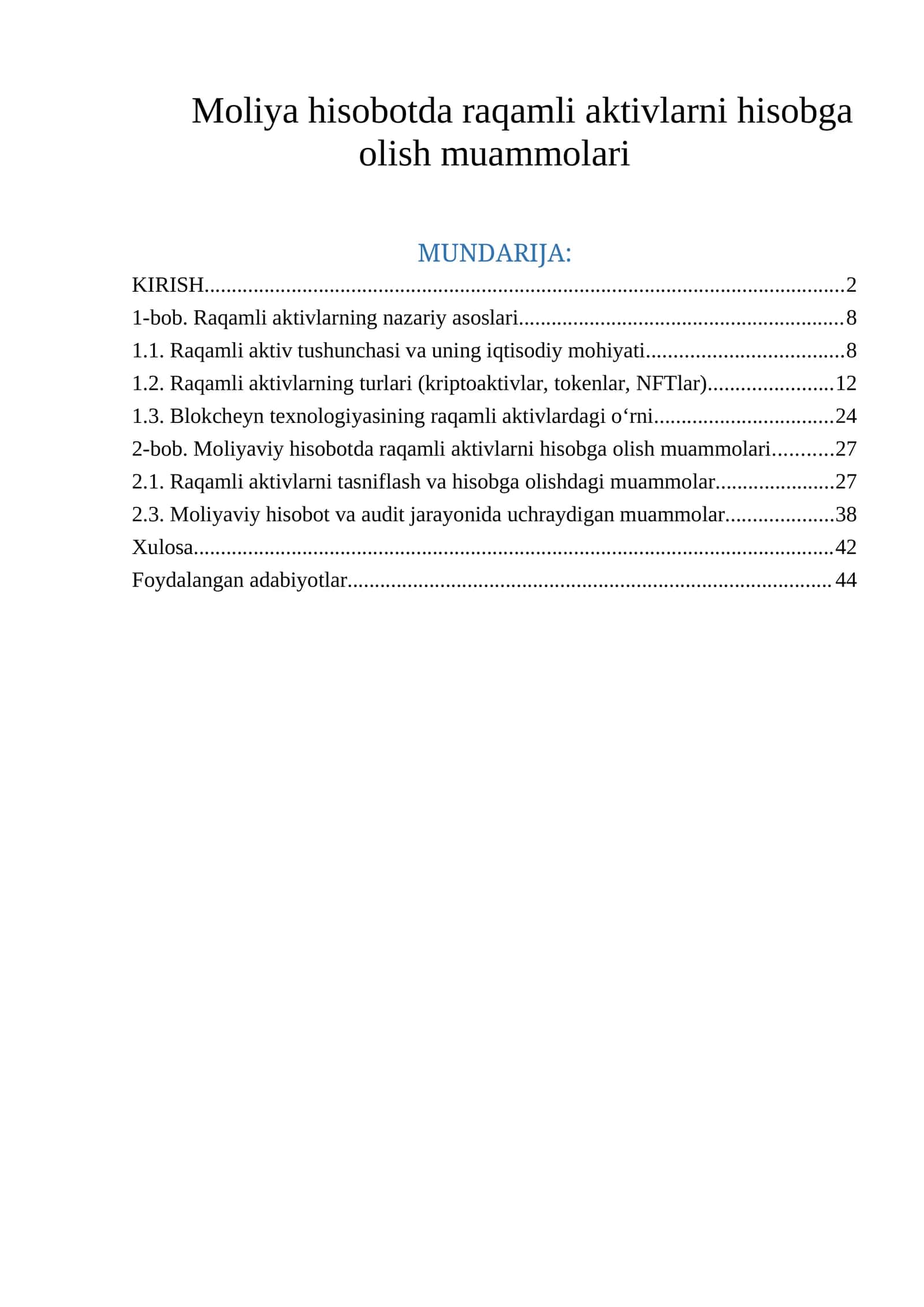 Raqamli Aktivlarni Hisobga Olish Muammolari 1