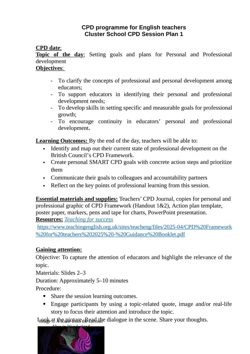 Cluster School CPD Session Plan 1 1